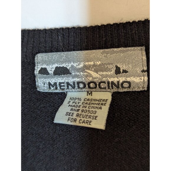 Mendocino Mens Black V-Neck Sweater 100% Cashmere Medium - Picture 4 of 5